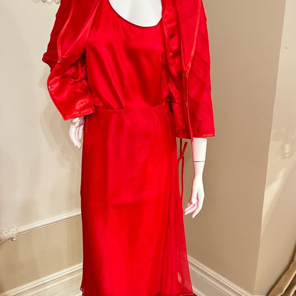 Escada Red Bolero Jacket  And Top Size 36 Flowy Skirt Size 34  / 3 Piece’s - Picture 7 of 15